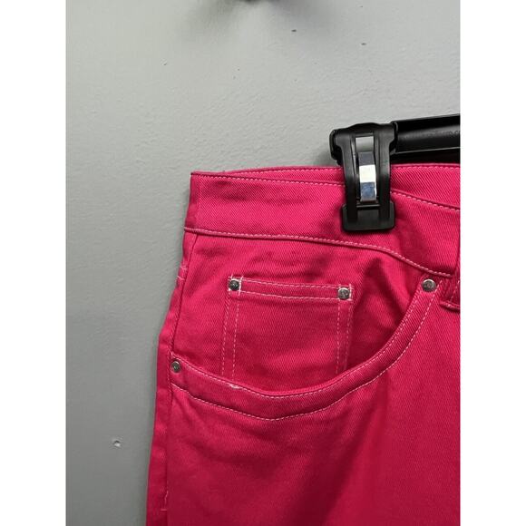 Jones New York Stretch Jeans Womens 16 Pink‎ Twill Jeans Lace up ankles-cropped - Picture 3 of 7